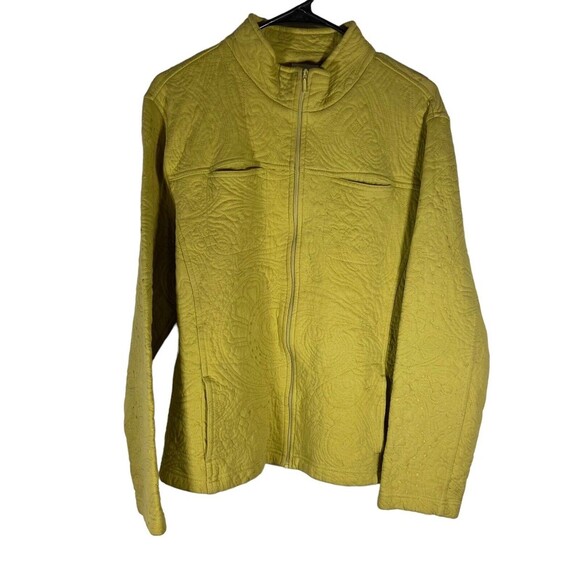 Chicos Women’s Jacket Blazer 2 Large Full Zip Green Outdoor Embroidered Shacket - Picture 1 of 7